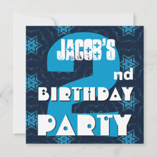 Invitation 2e fête d'anniversaire Deux ans Big Blue Stars W77