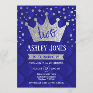 Invitation 2e fête d'anniversaire - Royal Blue Silver