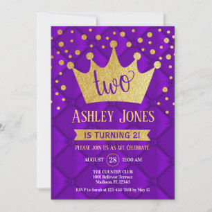 Invitation 2e fête d'anniversaire - Royal Purple Gold