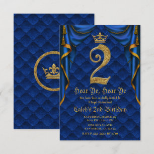 Invitation 2ÈME 2 DEUX Fête d'anniversaire Couronne Royale Bl
