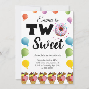 Invitation 2ème anniversaire de la crème glacée de Donut doux