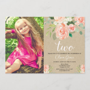 Invitation 2ème corail moderne rustique de pêche de fille