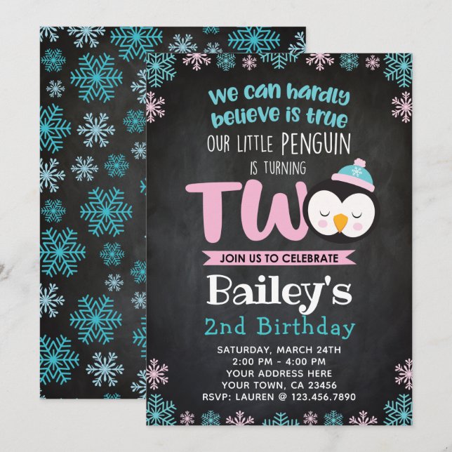 Invitation 2ème tableau d'invitation d'anniversaire de (Devant / Derrière)