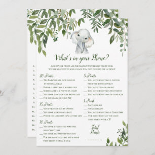 Invitation 2x Jeux Eléphant Baby shower 5x7" Taille