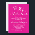 Invitation 30 Anniversaire fabuleux calligraphie rose blanc<br><div class="desc">Thème d'anniversaire "30 ans et fabuleux" adoré pour célébrer ce jalon important, en commençant par les invitations de fête. Fond rose fuchsia chaud, vibrant et audacieux, calligraphie blanche manuscrite et typographie minimaliste blanche. Design polyvalent, adapté à toutes les saisons et à presque tous les types de lieux. Aspect intemporel, approche...</div>