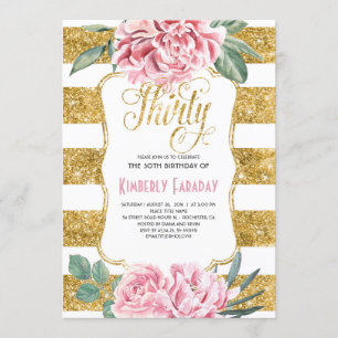 Invitation 30 Anniversaire - Floral Gold - Glam
