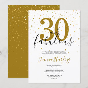 Invitation 30 ans et Fabuleux Élégant Anniversaire Or et Noir