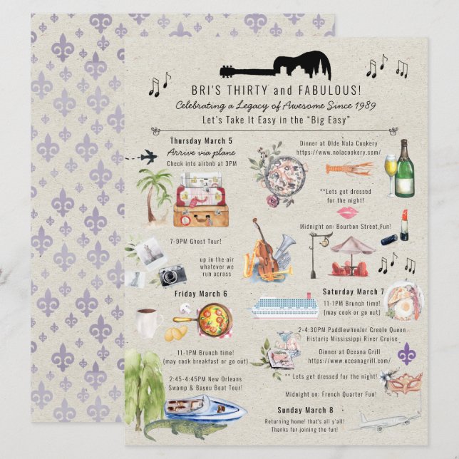 Invitation 30 ans et Fabuleux | Itinéraire d'anniversaire à l (Devant / Derrière)