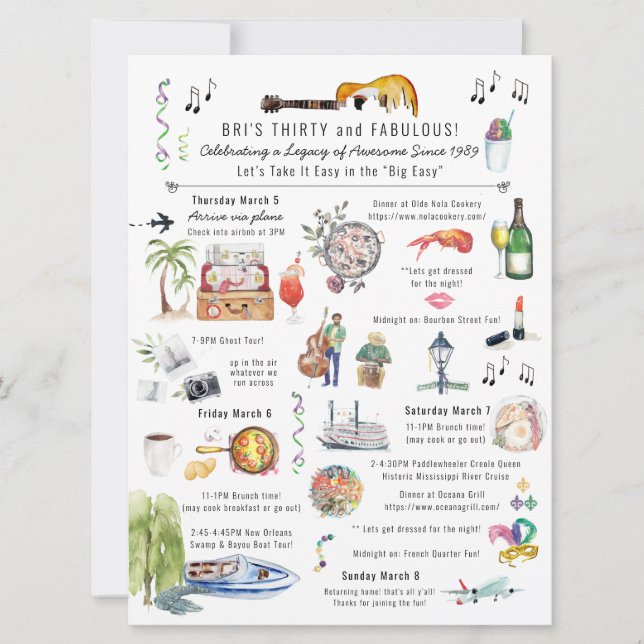 Invitation 30 ans et Fabuleux | Itinéraire d'anniversaire à l (Devant)