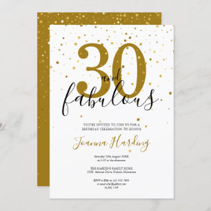Invitation 30 et fabuleux Elegant Gold et Noir Anniversaire