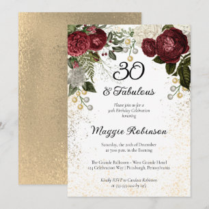 Invitation 30 et Fabulous Glam Rose Floral fête d'anniversair