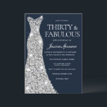 Invitation 30 & Fabuleux ! ! Argent Diamond Gown 30e annivers<br><div class="desc">30 & Fabuleux ! ! Silver Diamond Gown 30th Birthday Invitation Variations à l'invitation et articles correspondants dans notre magasin</div>