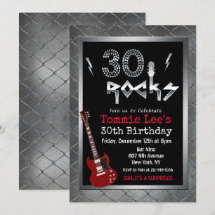 Invitation 30 Rocks Rockstar Guitar 30e Anniversaire Invitati