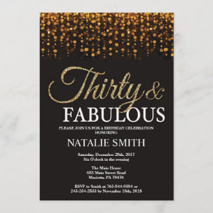 Invitation 30e anniversaire 30 et fabuleuse Parties scintilla