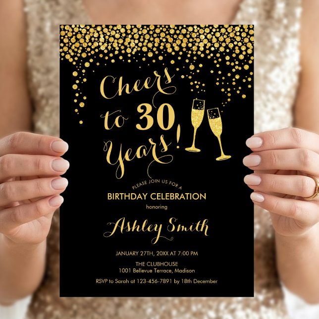 Invitation 30e anniversaire - À 30 ans, félicitations Or Noir (Créateur téléchargé)