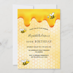 Invitation 30e anniversaire abeilles nid d'abeille