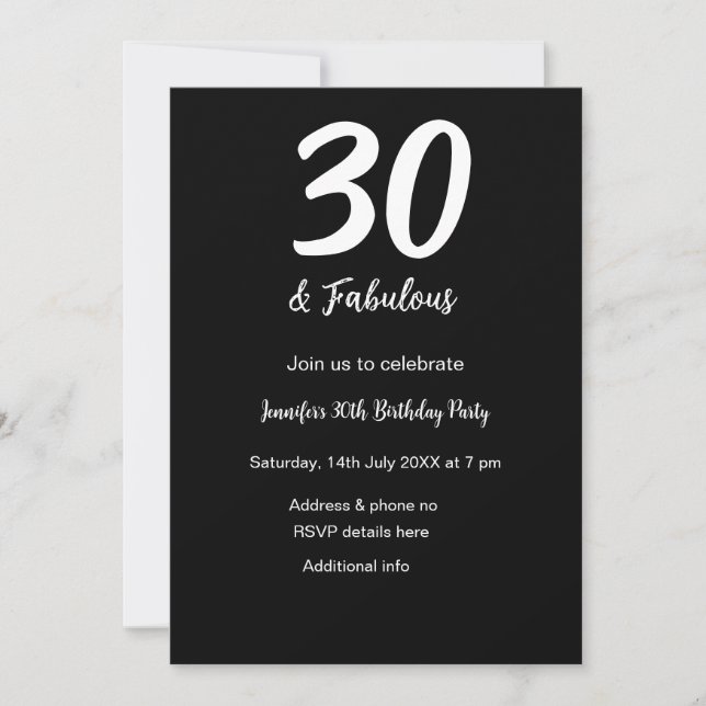 Invitation 30e anniversaire ajouter nom date année noir QR (Devant)