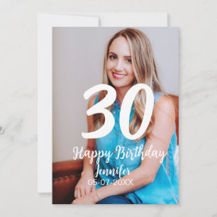 Invitation 30e anniversaire ajouter nom date année photo blan