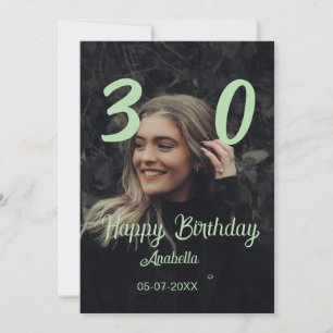 Invitation 30e anniversaire ajouter nom date année vert paste