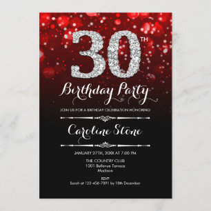 Invitation 30e anniversaire - Argent noir rouge