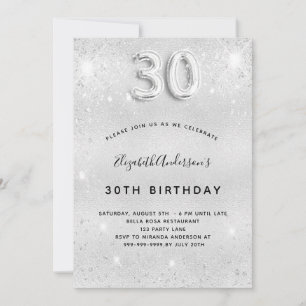 Invitation 30e anniversaire argent parties scintillant glamou