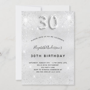 Invitation 30e anniversaire argent parties scintillant glamou