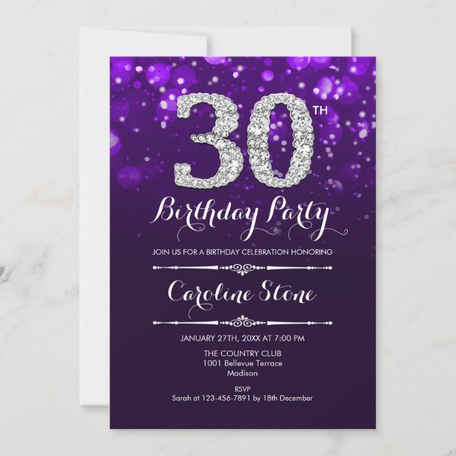 Invitation 30e anniversaire - Argent violet (Devant)