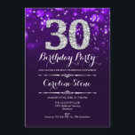 Invitation 30e anniversaire - Argent violet<br><div class="desc">Invitation du 30e anniversaire. Elégant design blanc violet avec fausse parties scintillant argent. Anniversaire adulte. Dispose de diamants et de caractères de script. hommes ou femmes anniversaire invitation. Parfait pour une fête d'anniversaire élégante. Message-moi si vous avez besoin d'une personnalisation plus poussée.</div>