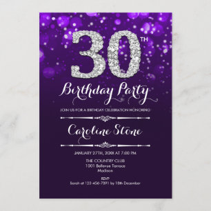 Invitation 30e anniversaire - Argent violet