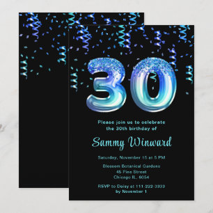 Invitation 30e anniversaire Ballons de mer avec Confetti