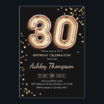Invitation 30e anniversaire - Ballons d'or noir<br><div class="desc">30e anniversaire invitation de fête. Design élégant en parties scintillant d'or et de noir. La carte Invitation comporte le numéro or 30 ballons et la police de script. Parfait pour une célébration anniversaire élégante. Message-moi si vous avez besoin d'âge personnalisé.</div>