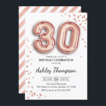 Invitation 30e anniversaire - Ballons d'or Rose<br><div class="desc">30e anniversaire invitation de fête. Design élégant en faux or rose parties scintillant. La carte Invitation comporte le numéro d'or rose 30 ballons et la police de script. Parfait pour une célébration anniversaire élégante. Message-moi si vous avez besoin d'âge personnalisé.</div>
