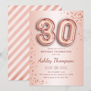 Invitation 30e anniversaire - Ballons d'or Rose