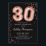 Invitation 30e anniversaire - Ballons d'or Rose noir<br><div class="desc">30e anniversaire invitation de fête. Design élégant en fausse parties scintillant rose or et noir. La carte Invitation comporte le numéro d'or rose 30 ballons et la police de script. Parfait pour une célébration anniversaire élégante. Message-moi si vous avez besoin d'âge personnalisé.</div>