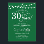 Invitation 30e anniversaire - Blanc vert<br><div class="desc">30th Birthday Invitation Simple forêt émeraude design vert et blanc avec des guirlandes de fées et des caractères de script. Bravo à 30 ans ! Peut être personnalisé à tout âge! Message-moi si vous avez besoin d'une personnalisation plus poussée.</div>