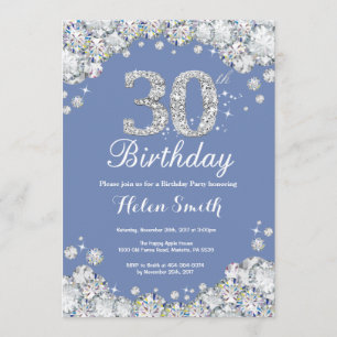 Invitation 30e anniversaire Bleu et Diamant d'argent