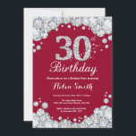 Invitation 30e anniversaire Bourgogne Rouge et Diamant Argent<br><div class="desc">Invitation du 30e anniversaire. Diamant de strass rouge et argent de Bourgogne. Élégant invitation de Bassorh Anniversaire. Anniversaire adulte. Femmes Anniversaire. Hommes Anniversaire. Pour plus de personnalisation,  cliquez sur le bouton "Customiser" et utilisez notre outil de conception pour modifier ce modèle.</div>