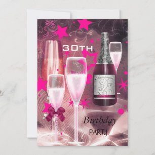 Invitation 30e Anniversaire Champagne rose 30