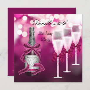 Invitation 30e Anniversaire Champagne Rose Lunettes