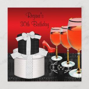 Invitation 30e anniversaire Chaussures rouges Hi Talons Vin V