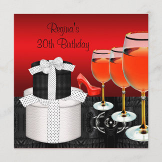 Invitation 30e anniversaire Chaussures rouges Hi Talons Vin V