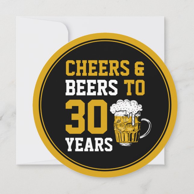 Invitation 30e anniversaire Cheers et bières à 30 ans Moderne (Dos)