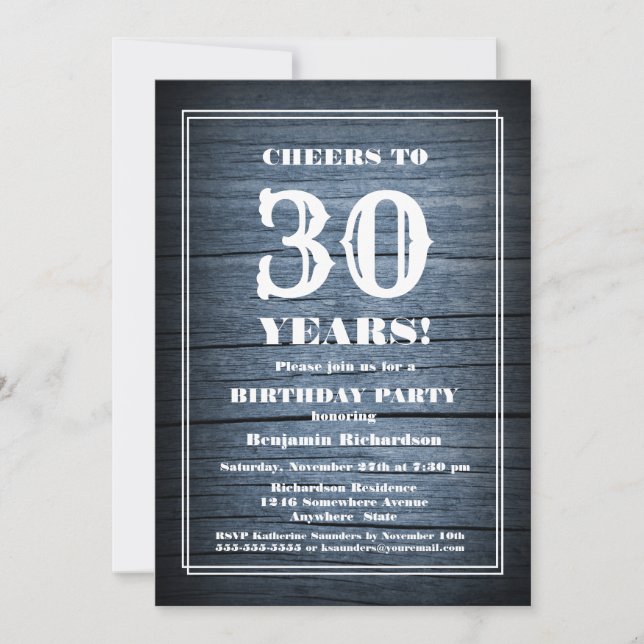 Invitation 30e anniversaire Country Wood Party (Devant)