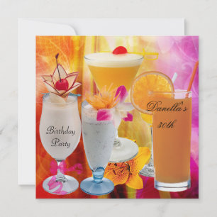Invitation 30e anniversaire de fête Boissons tropicales Cockt