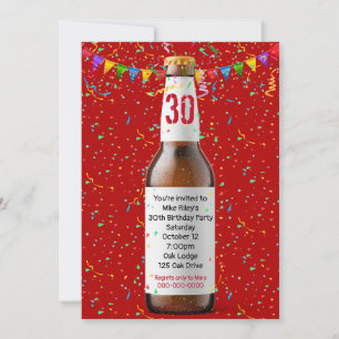 Invitation 30e anniversaire de fête de bière bouteille Invita