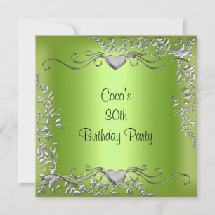Invitation 30e anniversaire de fête Silver Lime Green