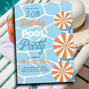 Invitation 30e anniversaire de la fête de la piscine d'été Pa