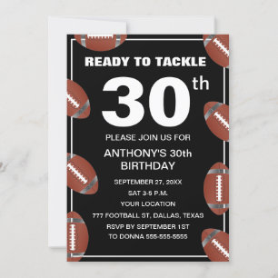 Invitation 30e Anniversaire de la fête Football Black Papa Sp