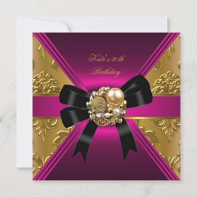 Invitation 30e anniversaire de la fête Gold Rich Royal Black  (Devant)