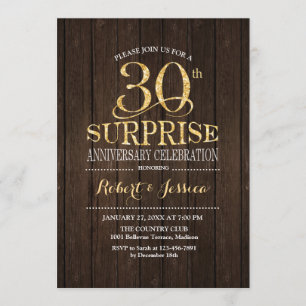 Invitation 30e anniversaire de la surprise Gold Bois